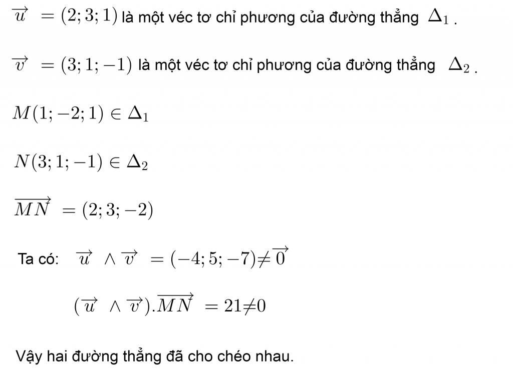 xét vị trí tương đối của 2 đường thẳng