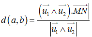 công thức tính khoảng cách hai đường chéo nhau bằng vector