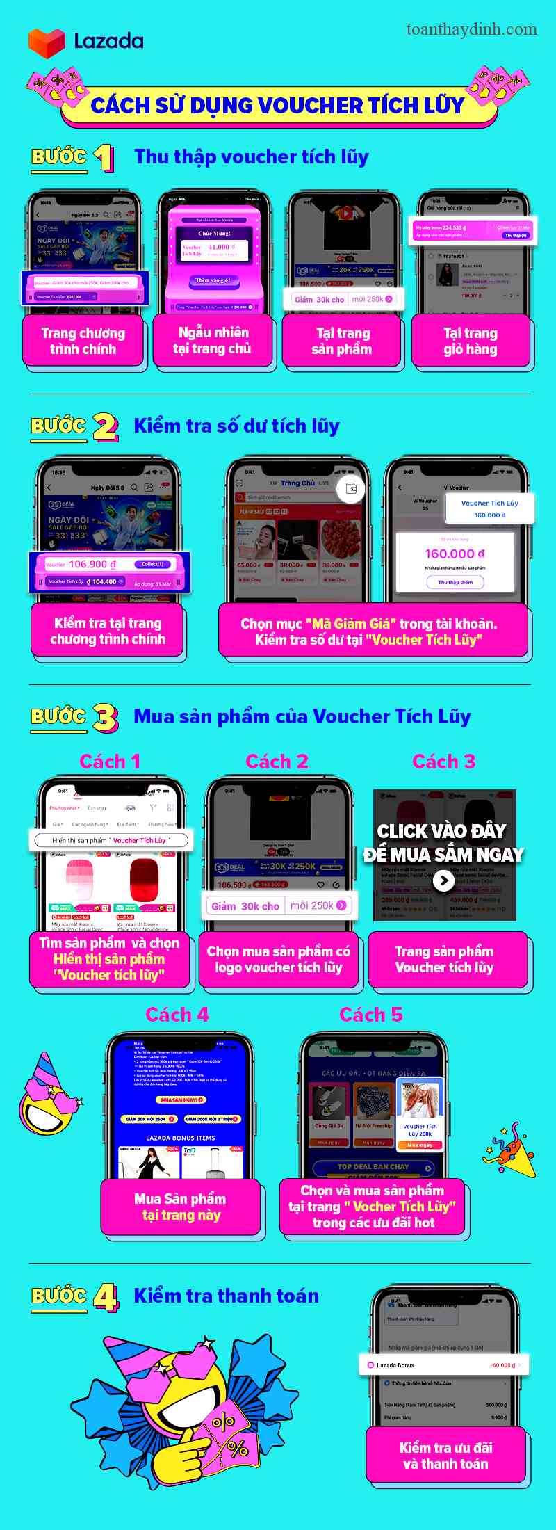 Cách sử dụng Số dư voucher tích luỹ Lazada